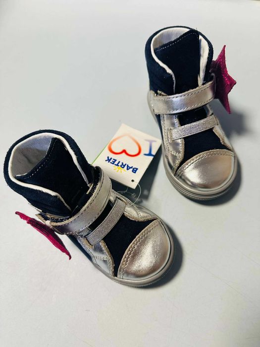 Bartek trzewiki skórzane  srebrne dla dziewczynki   22