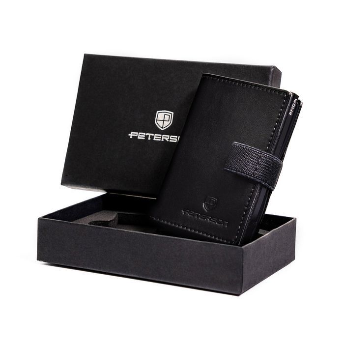 mały, skórzany portfel męski z podajnikiem kart - peterson