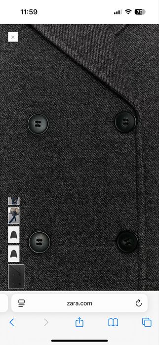 коротке двобортне пальто ZARA