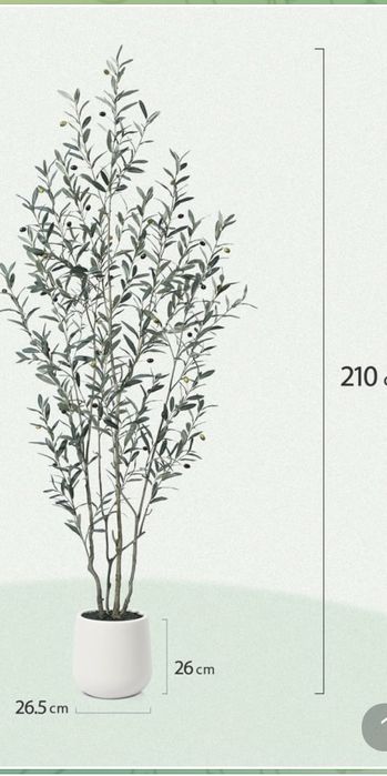 Sztuczne drzewko oliwne 210 cm z białą doniczką