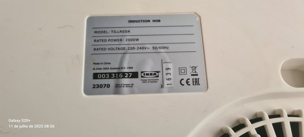 Placa de indução  (SÓ DE UM BICO)