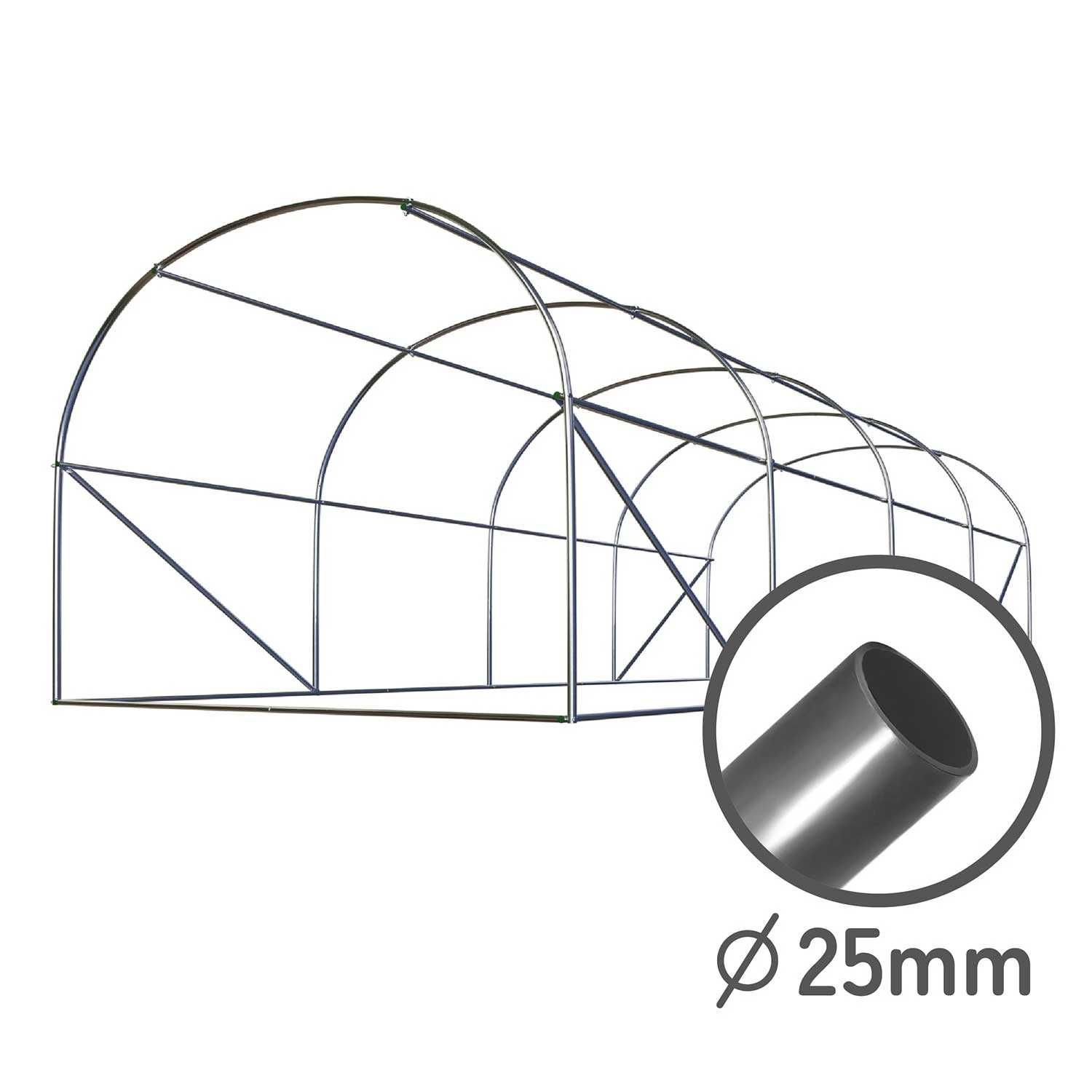 WZMOCNIONY MOCNY Tunel Foliowy 4 x 2,5 m - 10m²  Profil 25mm, gr 0,7mm