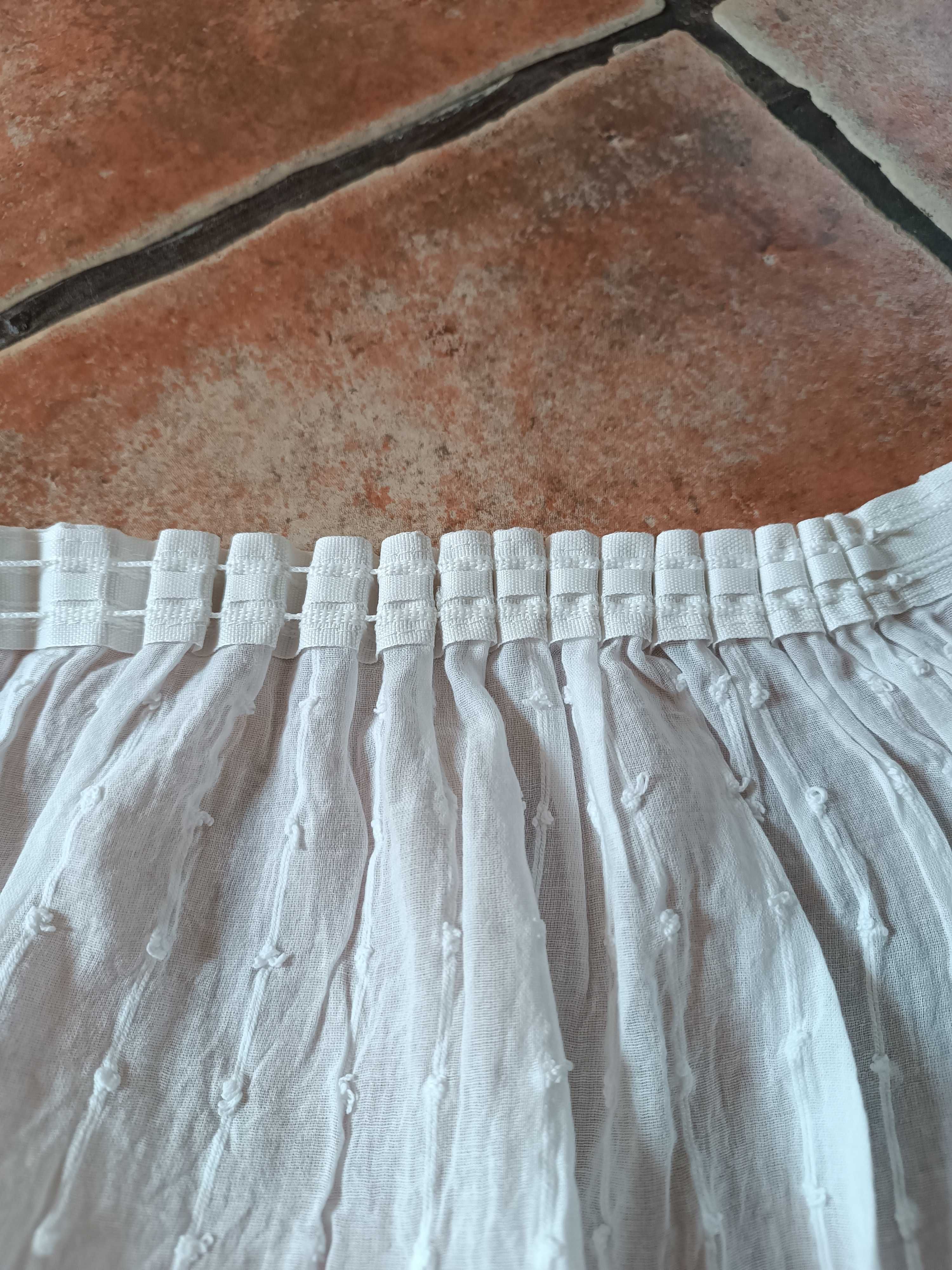 Zasłonki firanki bawełniane białe prążek Ikea zasłony