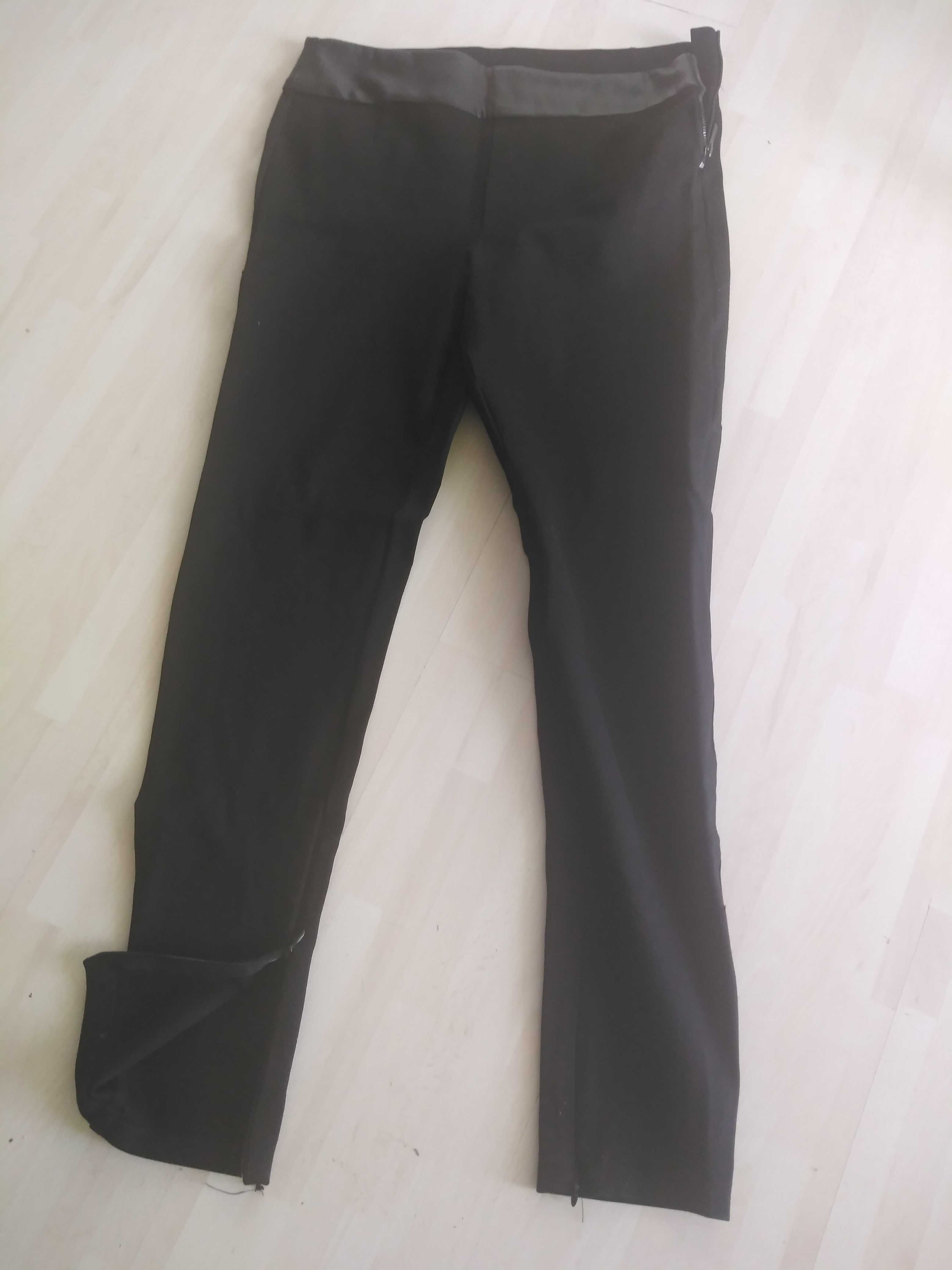 spodnie czarne, rurki z dzianiny, Zara, roz XL oraz L