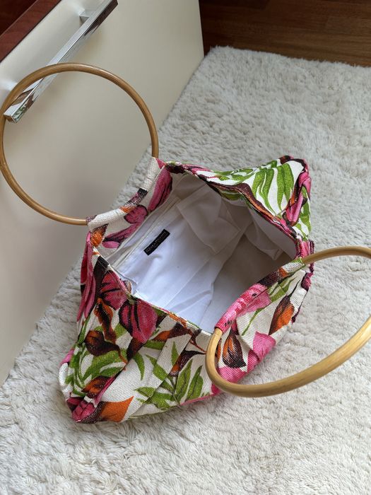 Piękna torba letnia kwiaty bambusowe raczki marconi