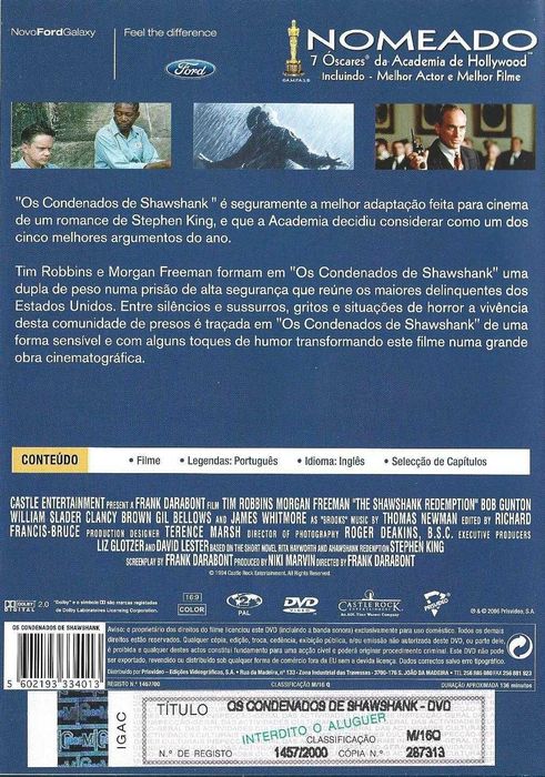 Os Condenados de Shawshank - - - Filme - - - - - DVD
