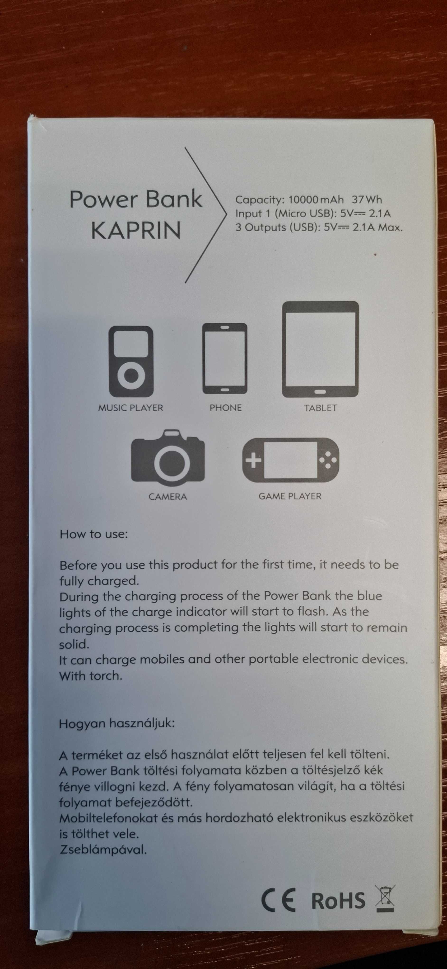 Power bank Kaprin 10000mah 37Wh