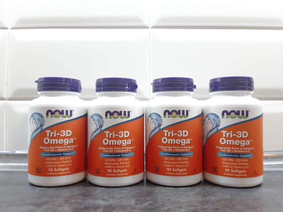 Now Foods, Tri-3D Omega (90 капс.), омега-3 + витамин D3, omega-3 Now