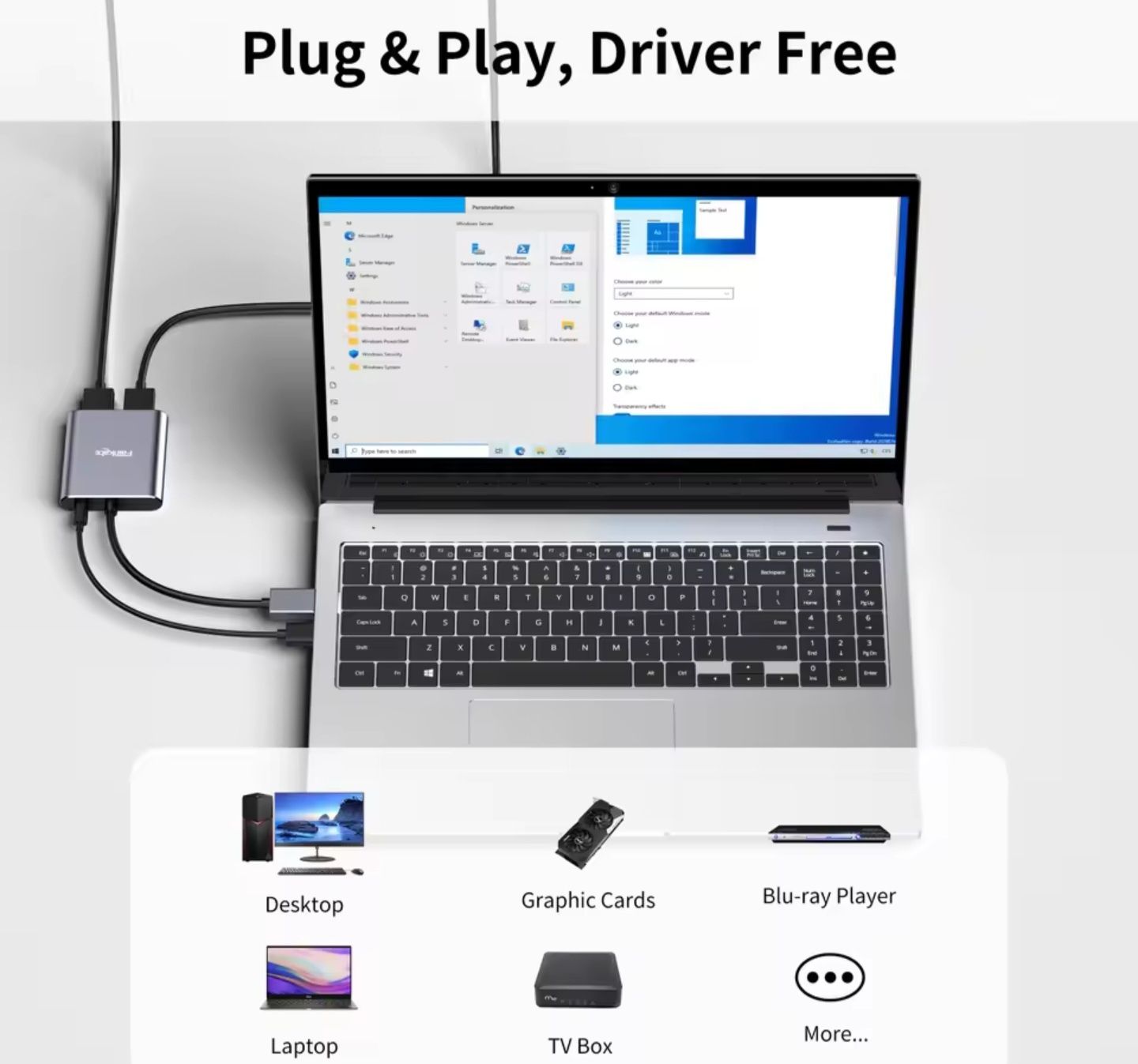 Adapter rozdzielacz Displayport 2HDMI
Materiat: ABS
Napięcie: 3-4,2