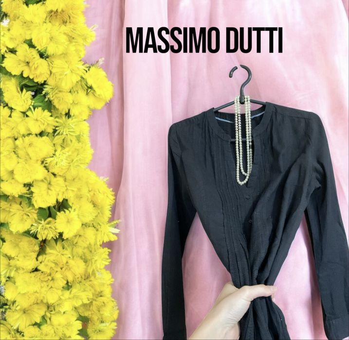 Czarna koszula bluzka tunika Massimo Dutti 100% bawełna M długi rękaw