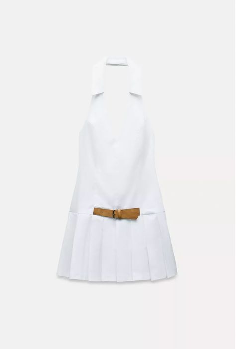 Zara платье белое с поясом и открытой спиной