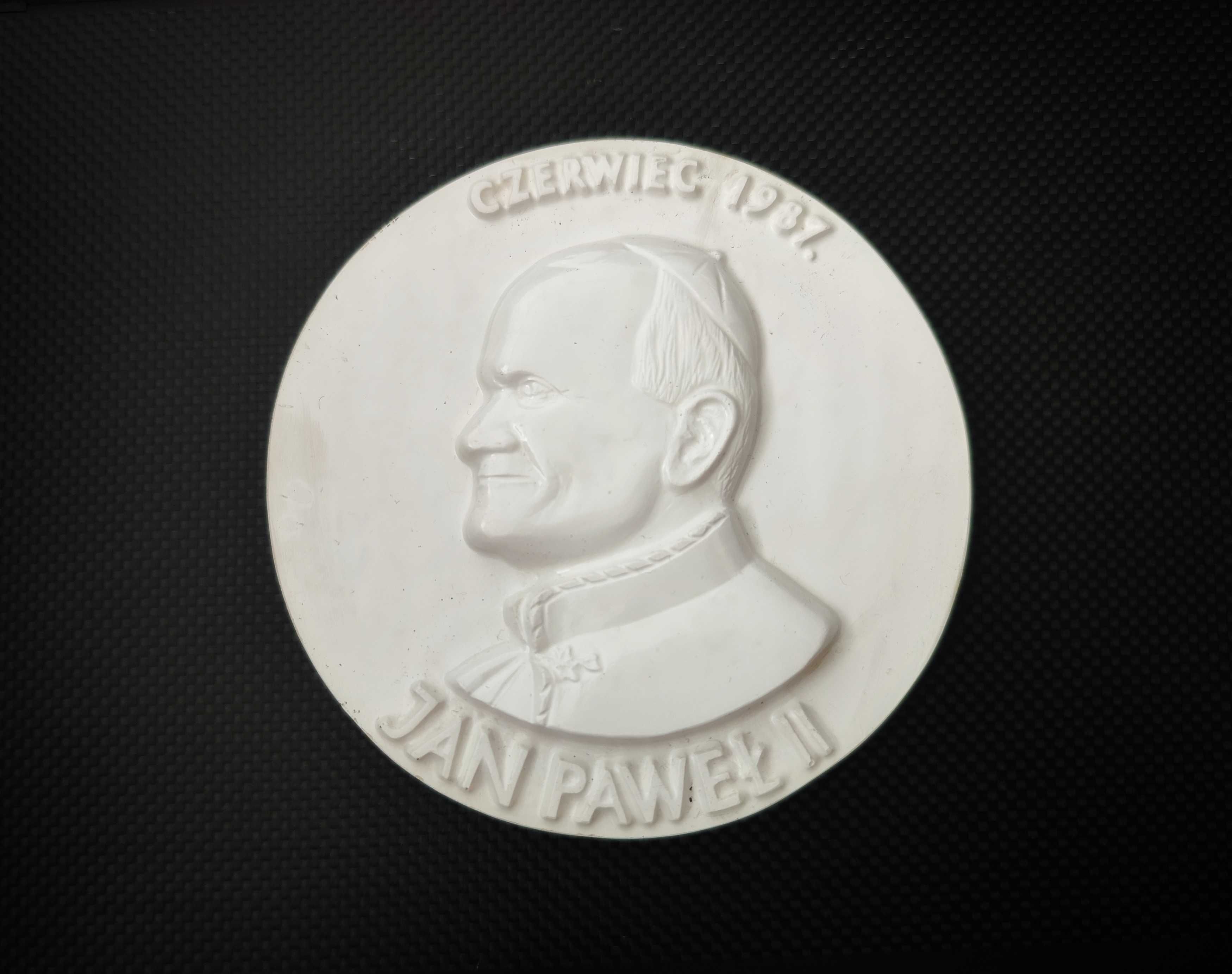 PAPIEŻ JAN PAWEŁ II czerwiec 1987 - płaskorzeźba okrągła