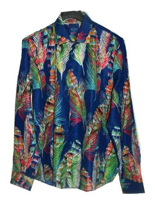 New Man pióra mulitikolor koszula męska gypsy hippie boho L XL