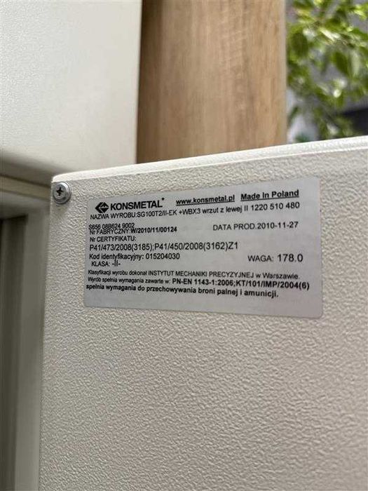 Sejf KONSMETAL na dokumenty, pieniądze (z wrzutnią!!) - SG100T2/II-EK