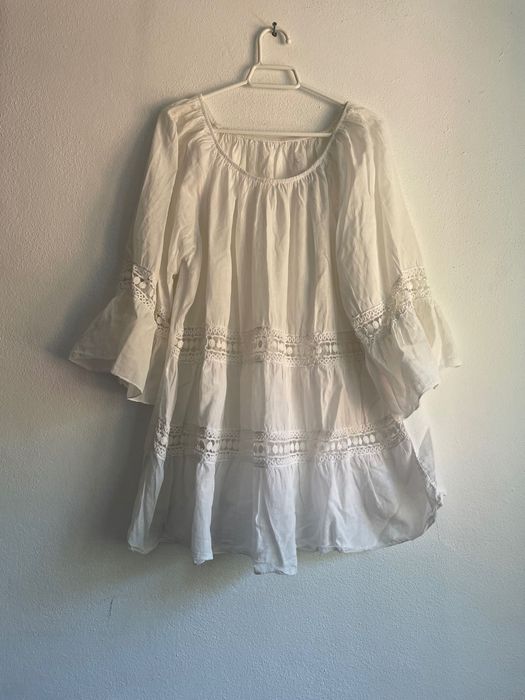 Túnica branca mangas 3/4
