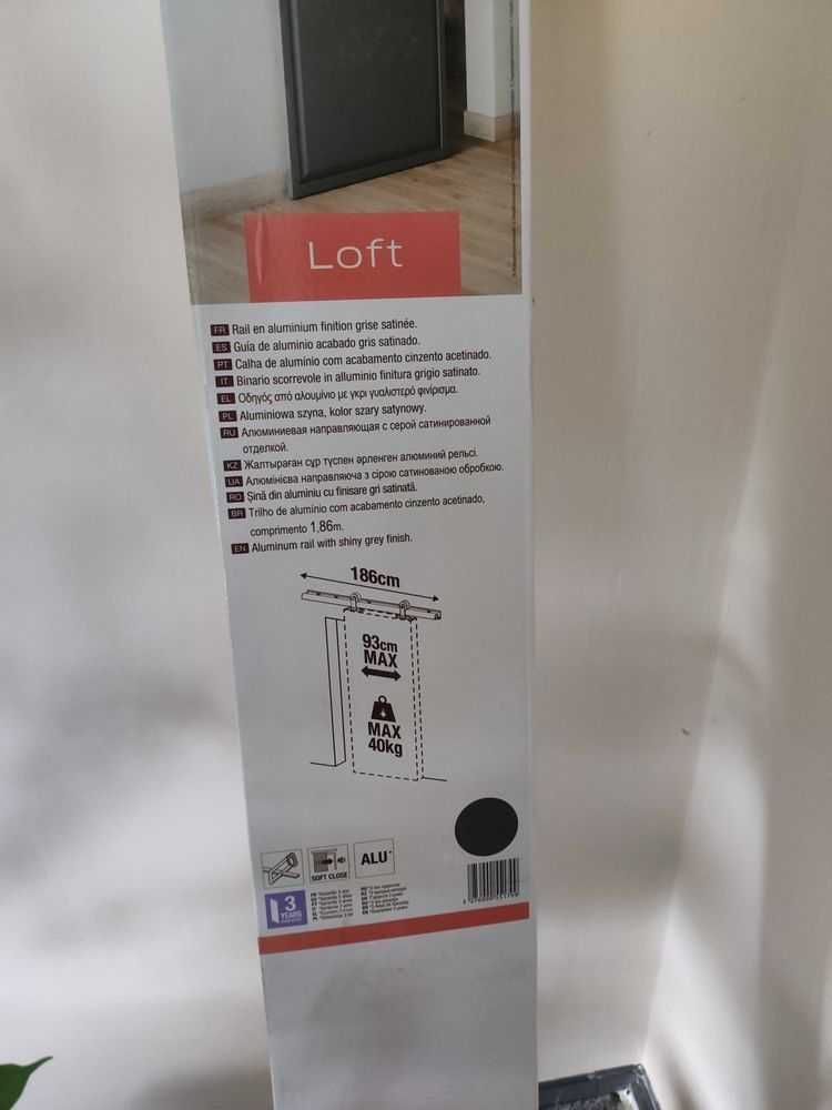 Drzwi przesuwne pełne 80 Loft Dąb Rustic Modern +system przesuwny loft