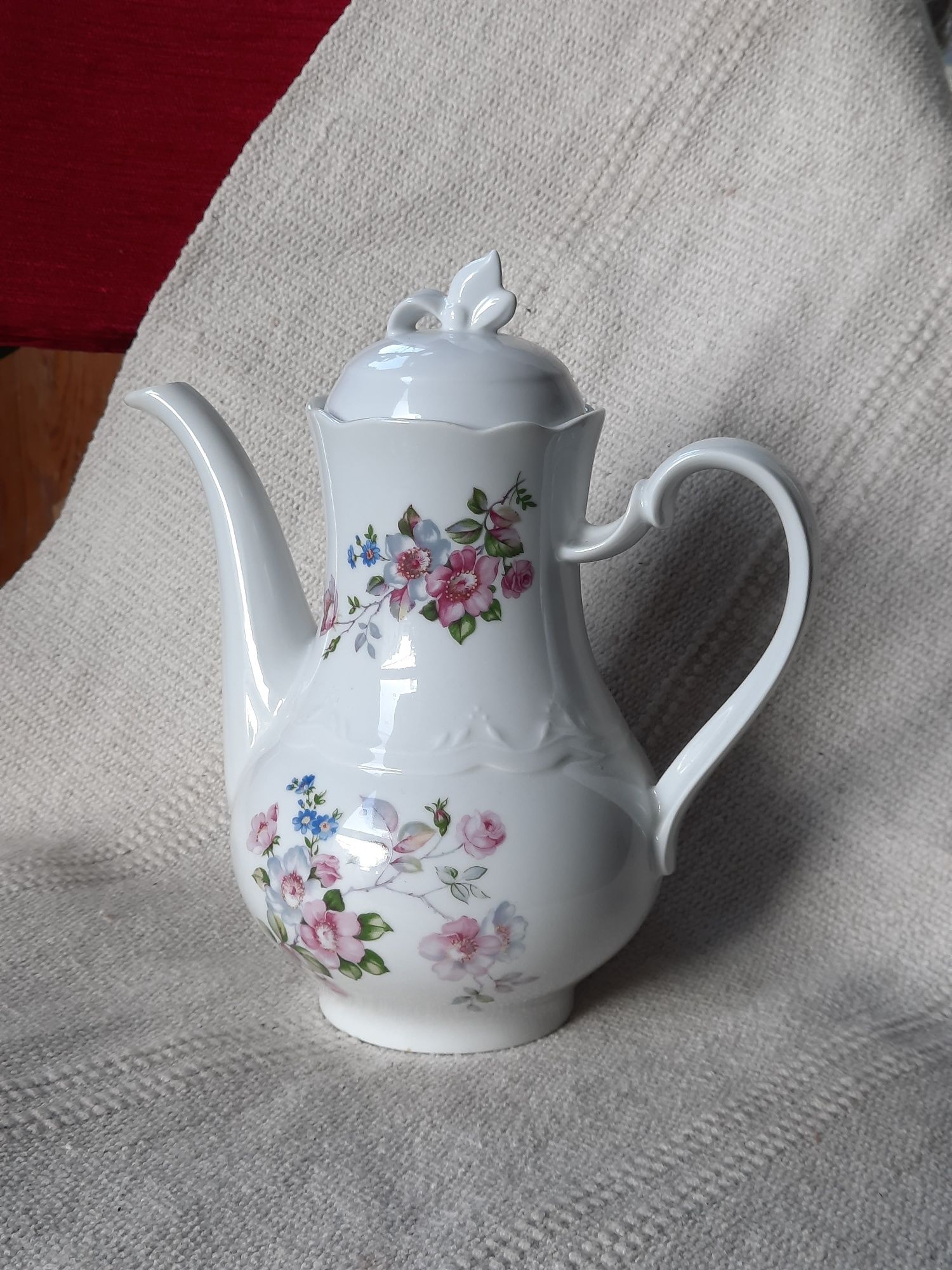 Dzbanek kahla kwiaty porcelana biała okrągły niemcy unikat kawa herbat