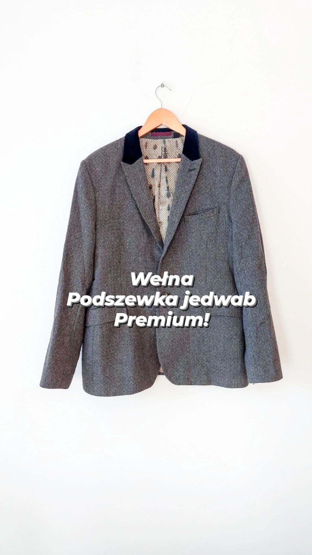 Pudełkowa wełniana marynarka na jeden guzik Ted Baker premium L 40