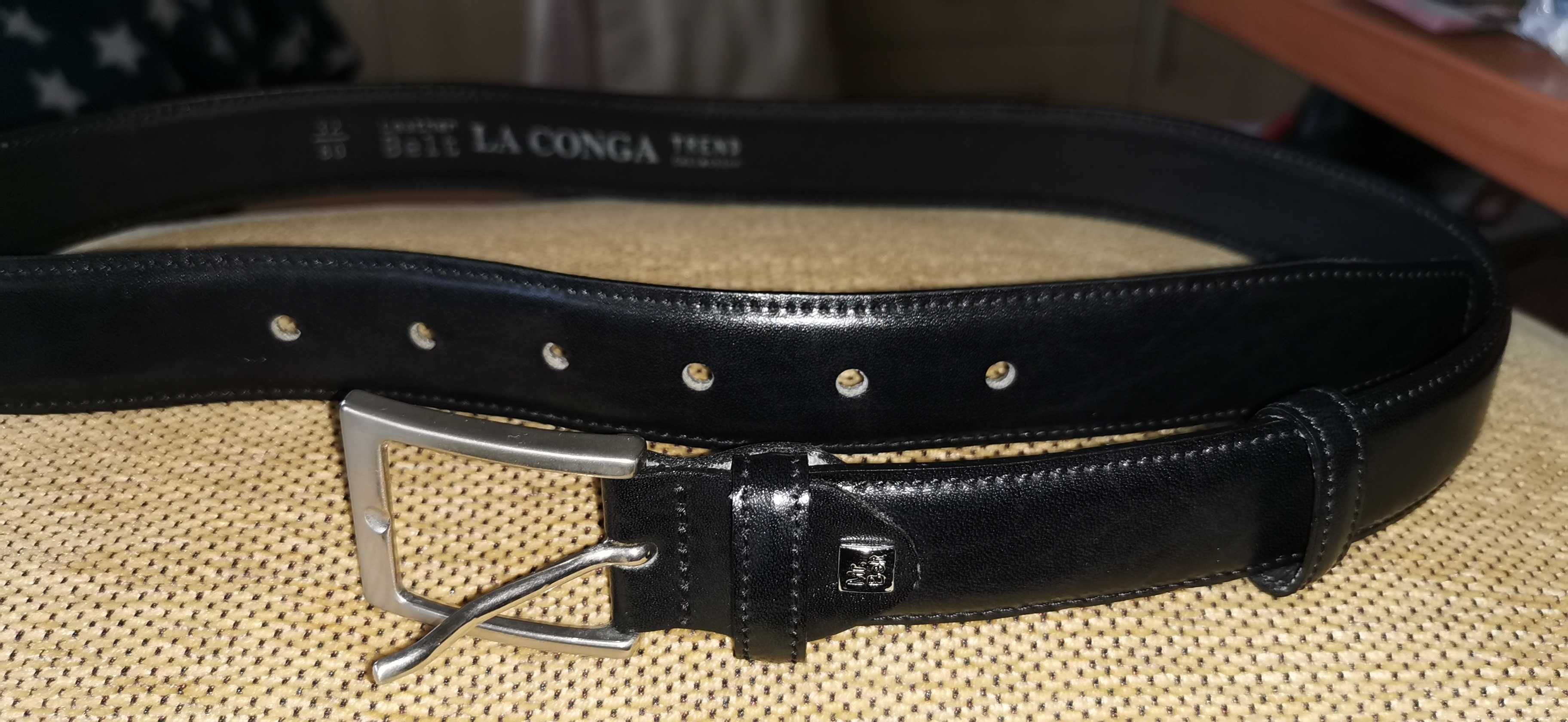 Pasek skórzany czarny 32/80 cm firmy LaConga MrBelt jak nowy!