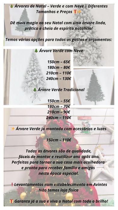 Árvores de Natal – Verde e com Neve | Diferentes Tamanhos e Preços