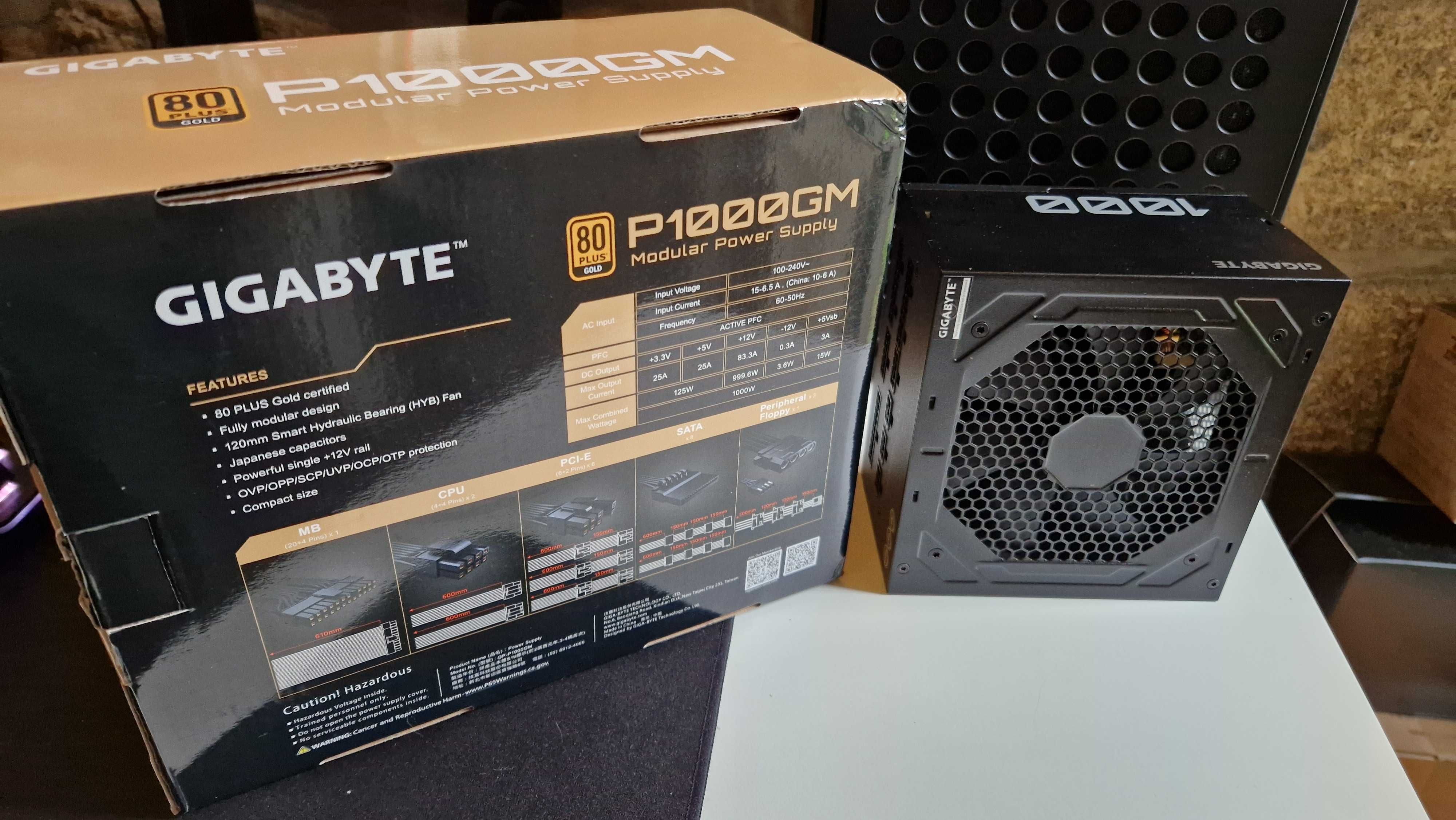 Fonte de Alimentação Gigabyte P1000GM 80 Gold Plus Modular como nova