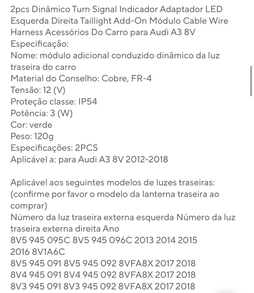 Piscas dinamicos Audi A3 8V