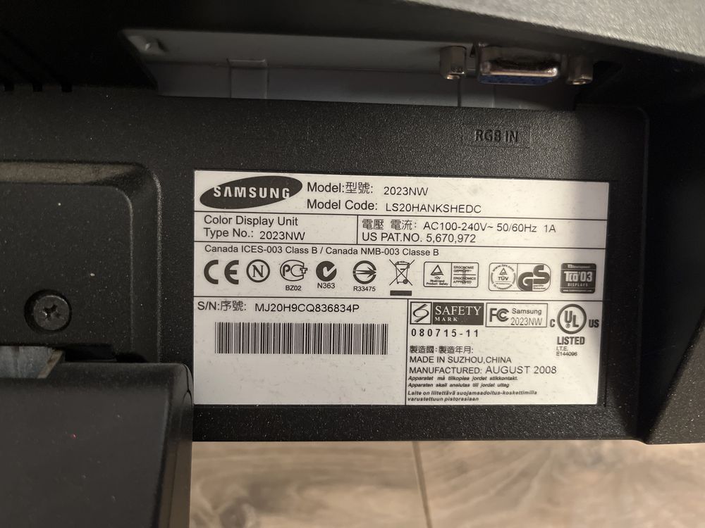 monitor samsung syncmaster 2023nw