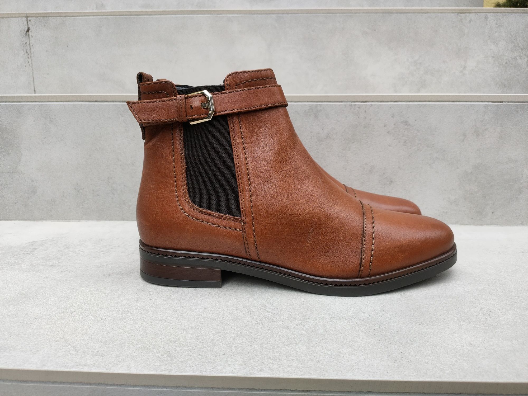 Buty Freeflex botki skórzane damskie brązowe na suwaki r. 38 24,5cm