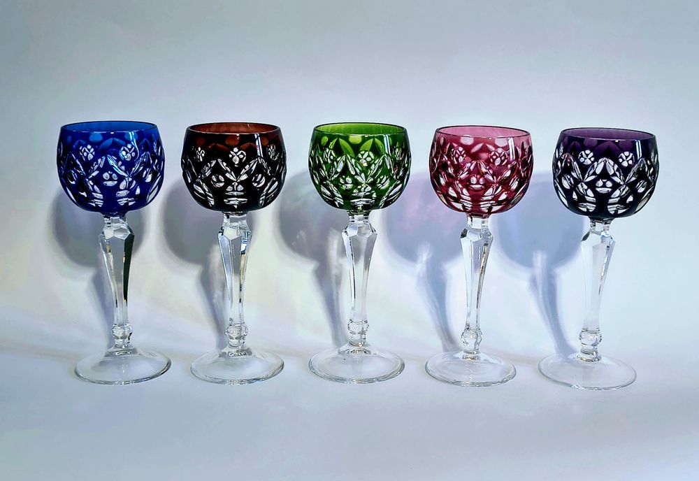 Kieliszki kryształowe Paill Putzler/ szkło kolorowe