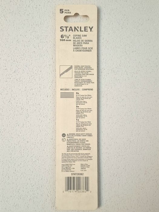 Пилочки для ручного лобзика Stanley FatMax 160мм 20TPI, 16TPI, 10TPI