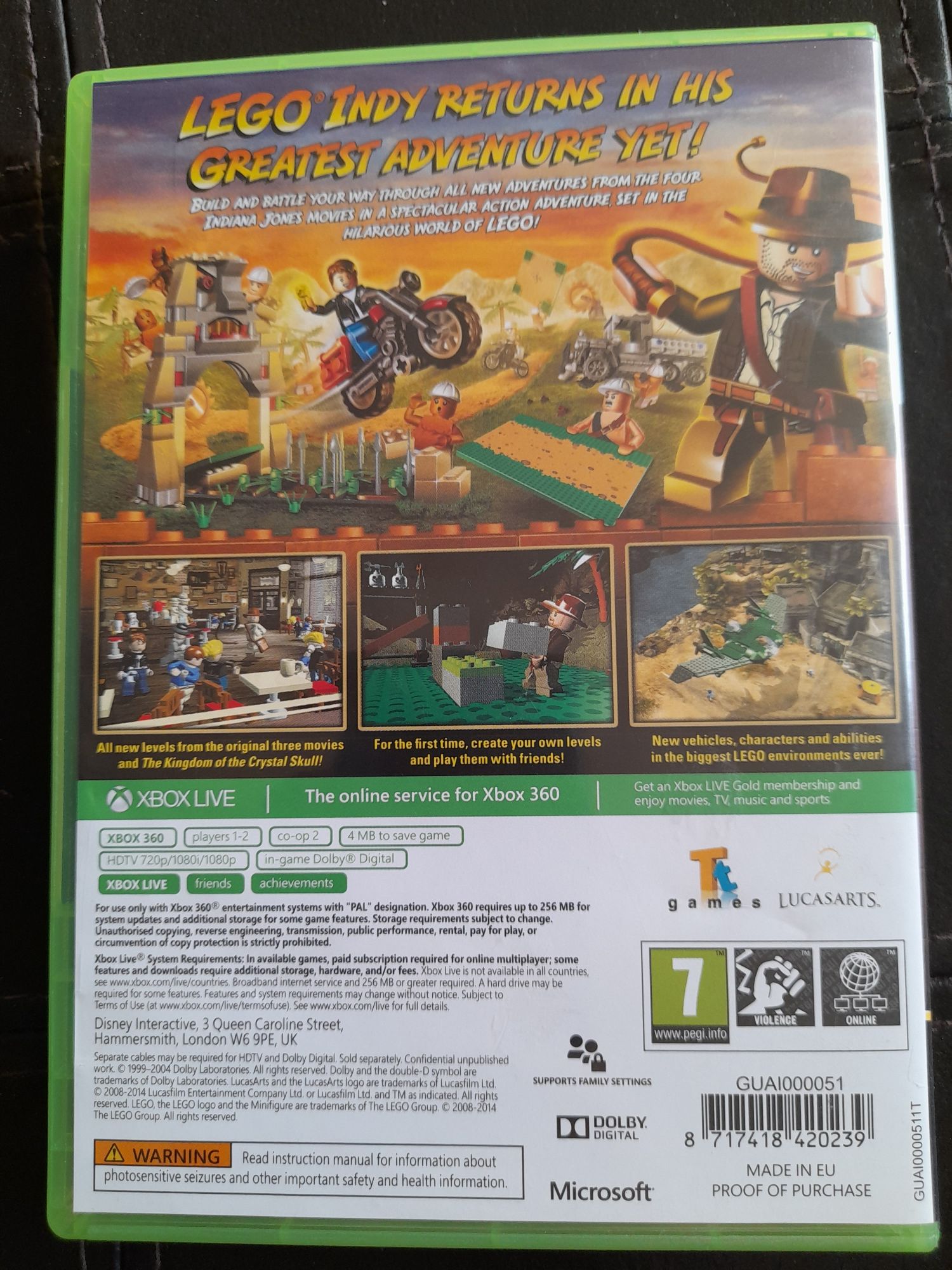 Lego Indiana Jones 2 xbox 360