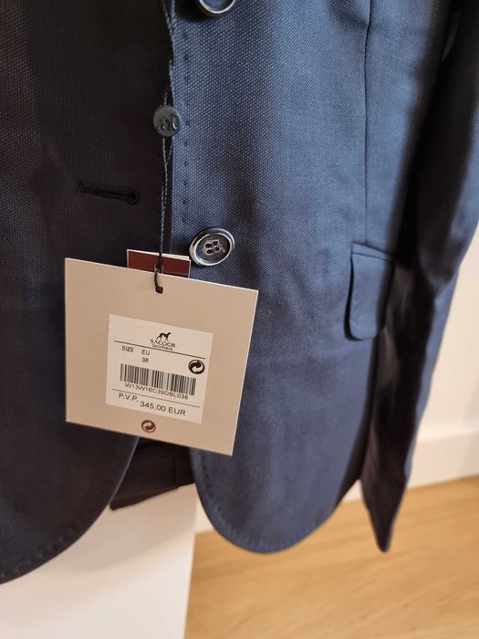 Fato Sacoor calça/casaco NOVO azul escuro 38/UK 12