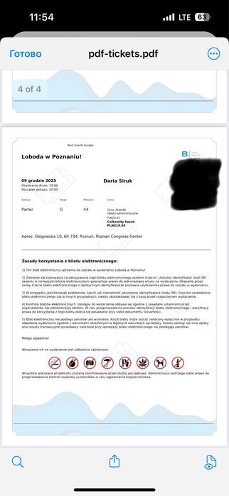 4 квитки на концерт Лободи у Познані