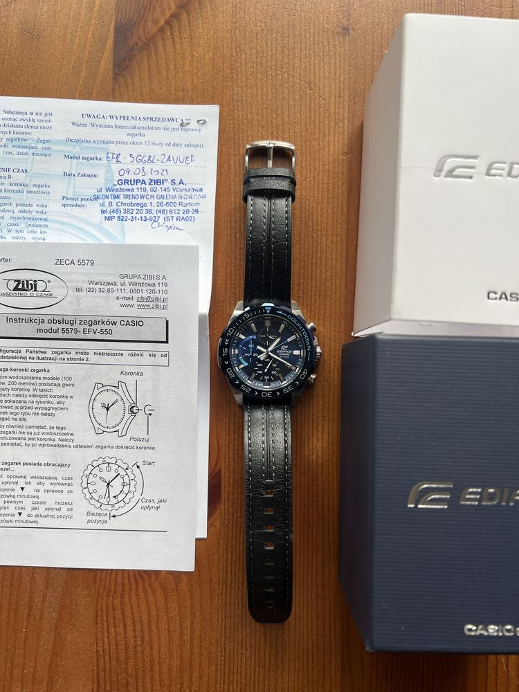Zegarek CASIO Edifice EFR-566BL-2AVUEF Idealny, jak nowy. Gwarancja.