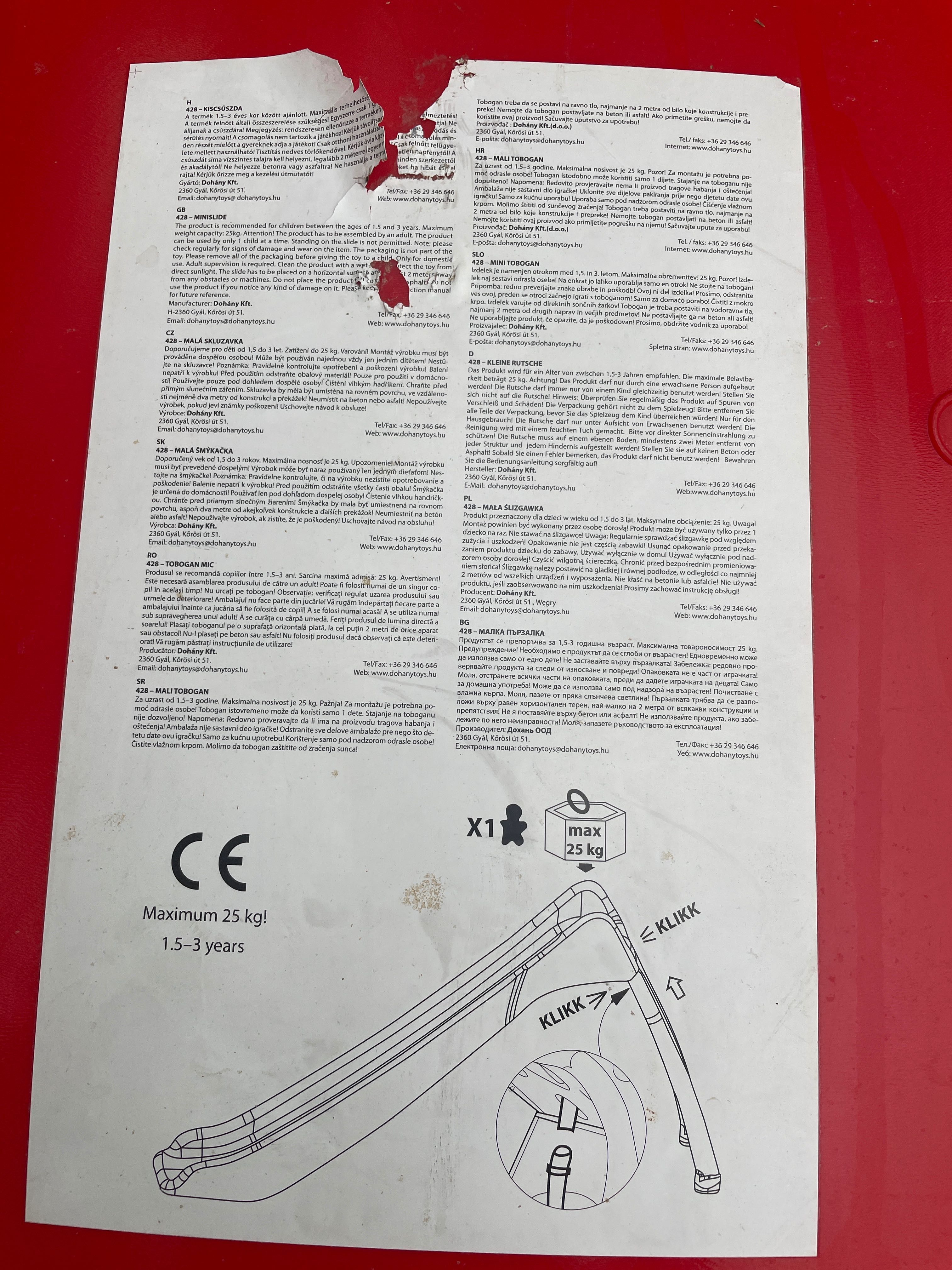 Mała zjeżdżalnia ogrodowa plastkowa 1,5- 3 lata