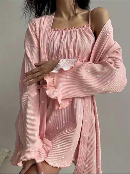 Нічна сорочка + халат, ночнушка, комплект для дому