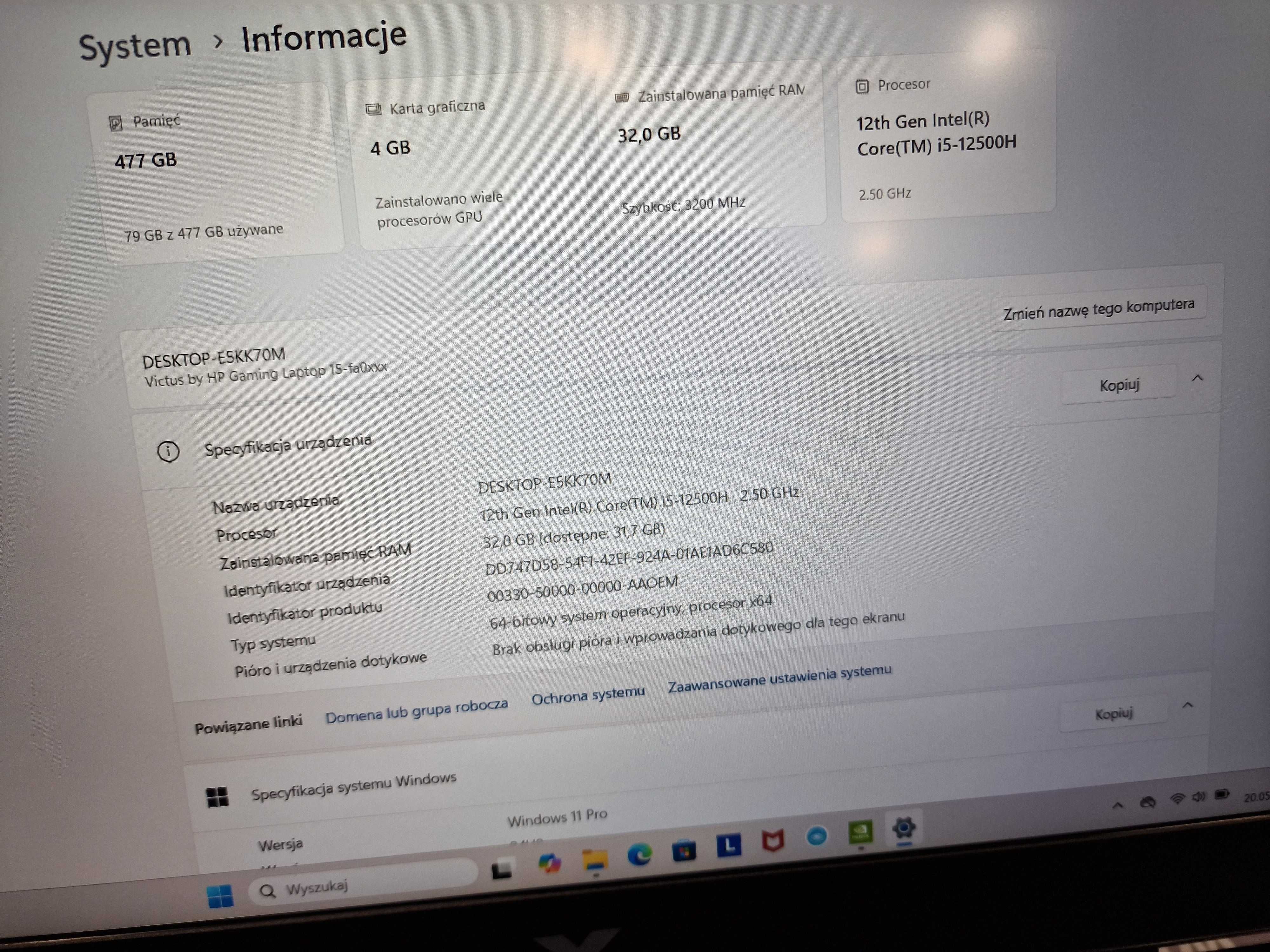 HP VICTUS 15-fa0755ng/ i5-12500H/ 32GB/ 512GB/ RTX 3050 4GB/ QWERTZ