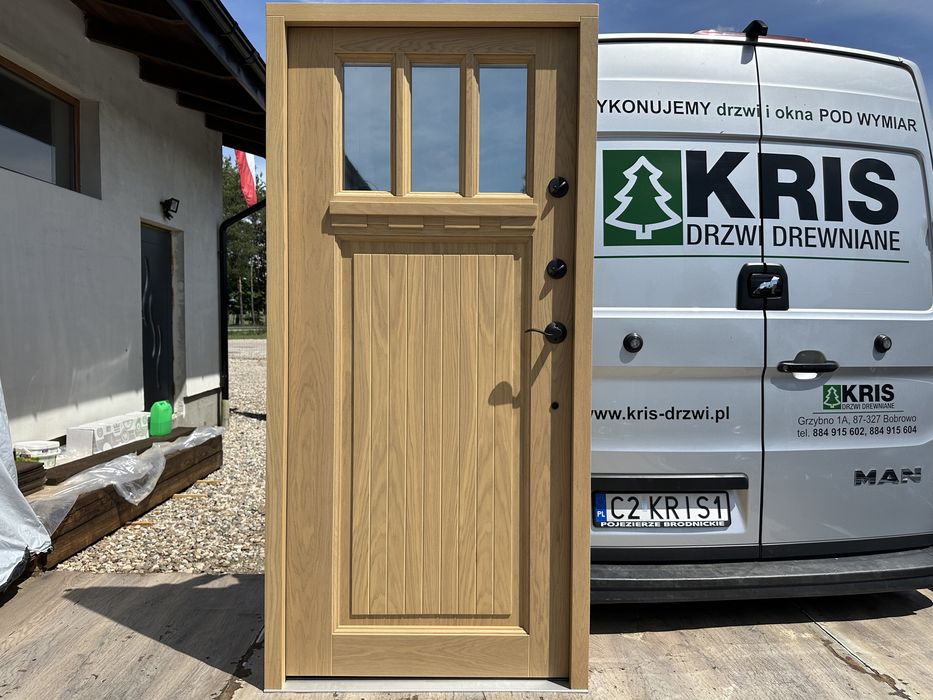 Drzwi wejściowe zewnętrzne drewniane Amerykańskie schlage Montaż PL