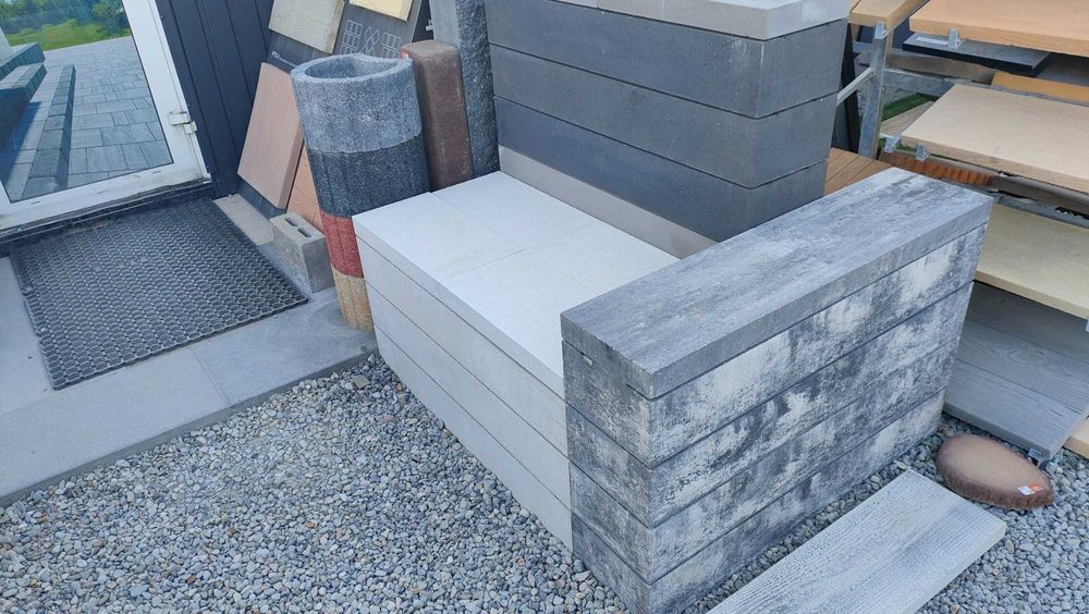 Kanapa leżanka ławka ogrodowa Ogrodzenie pustaki ogrodzeniowe daszki