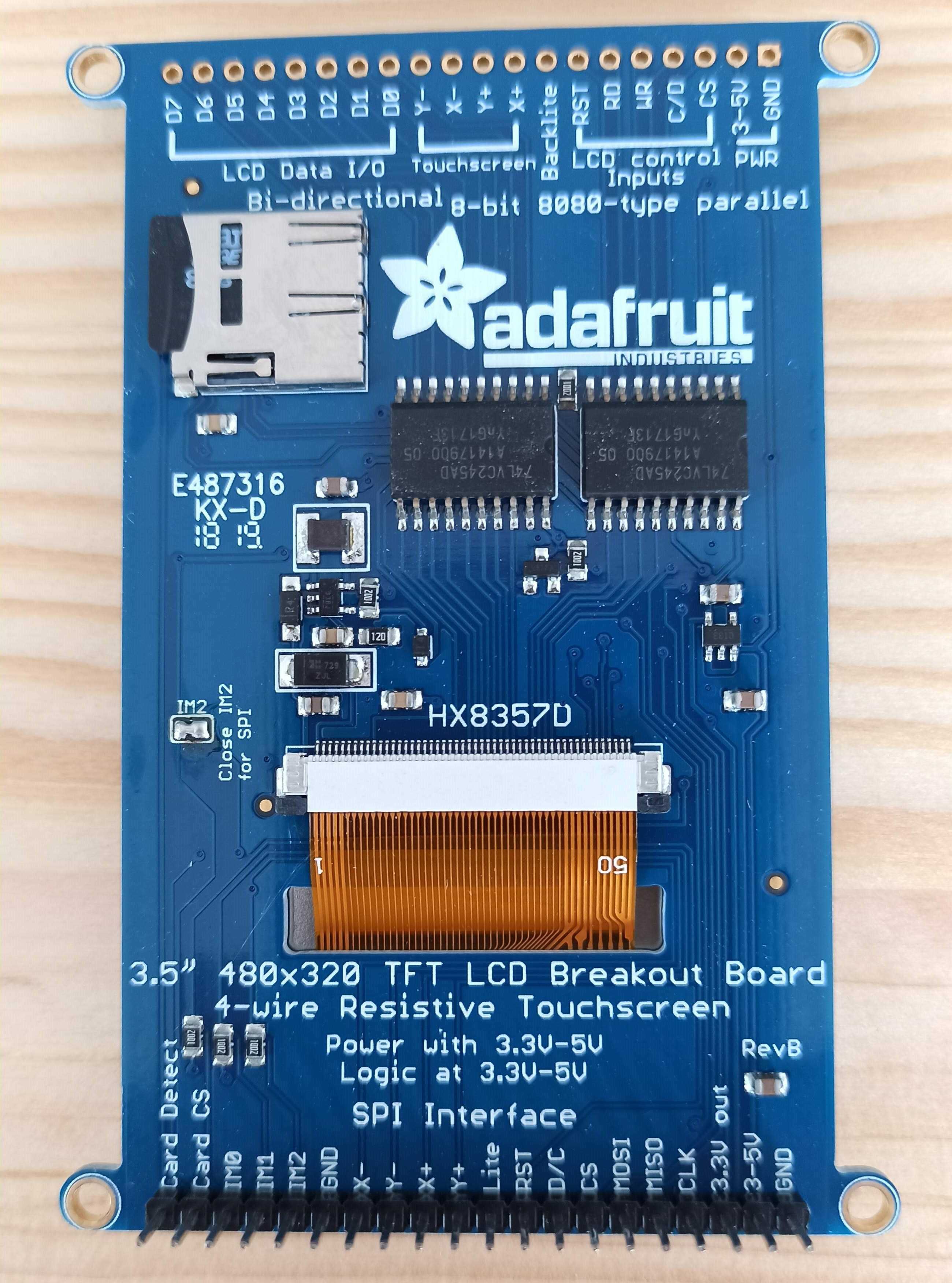 Adafruit HX8357D ecrã tactil 3.5" TFT 320x480, Raspberry Pi, Arduino