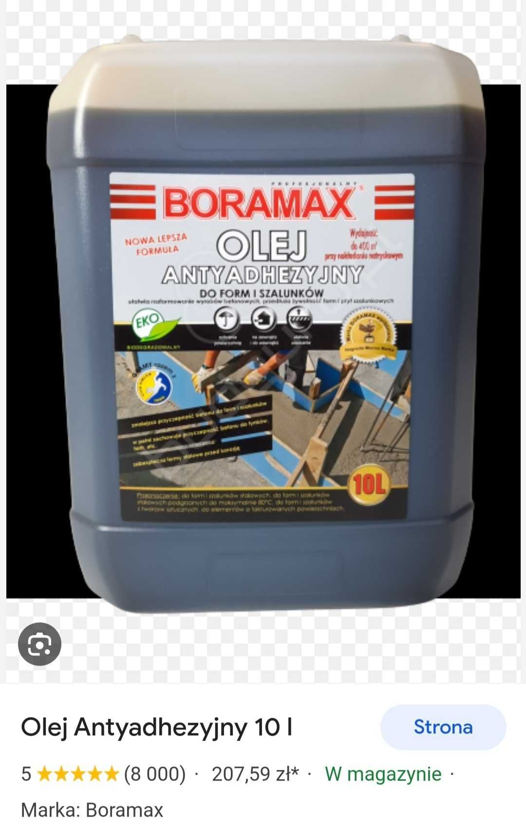 Boramax olej antyadhezyjny 10l 10 l Mielec budowlany