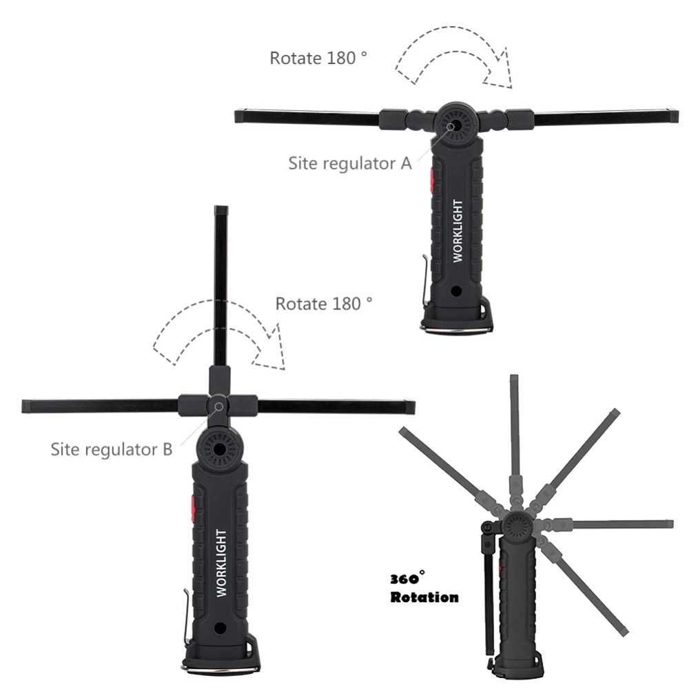 LAMPKA Latarka WARSZTATOWA LED COB Z Magnesem usb 5w1