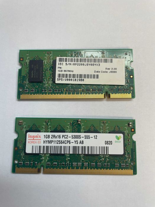 Оперативна пам"ять, Планка 1Gb в ноутбук, 2 шт.