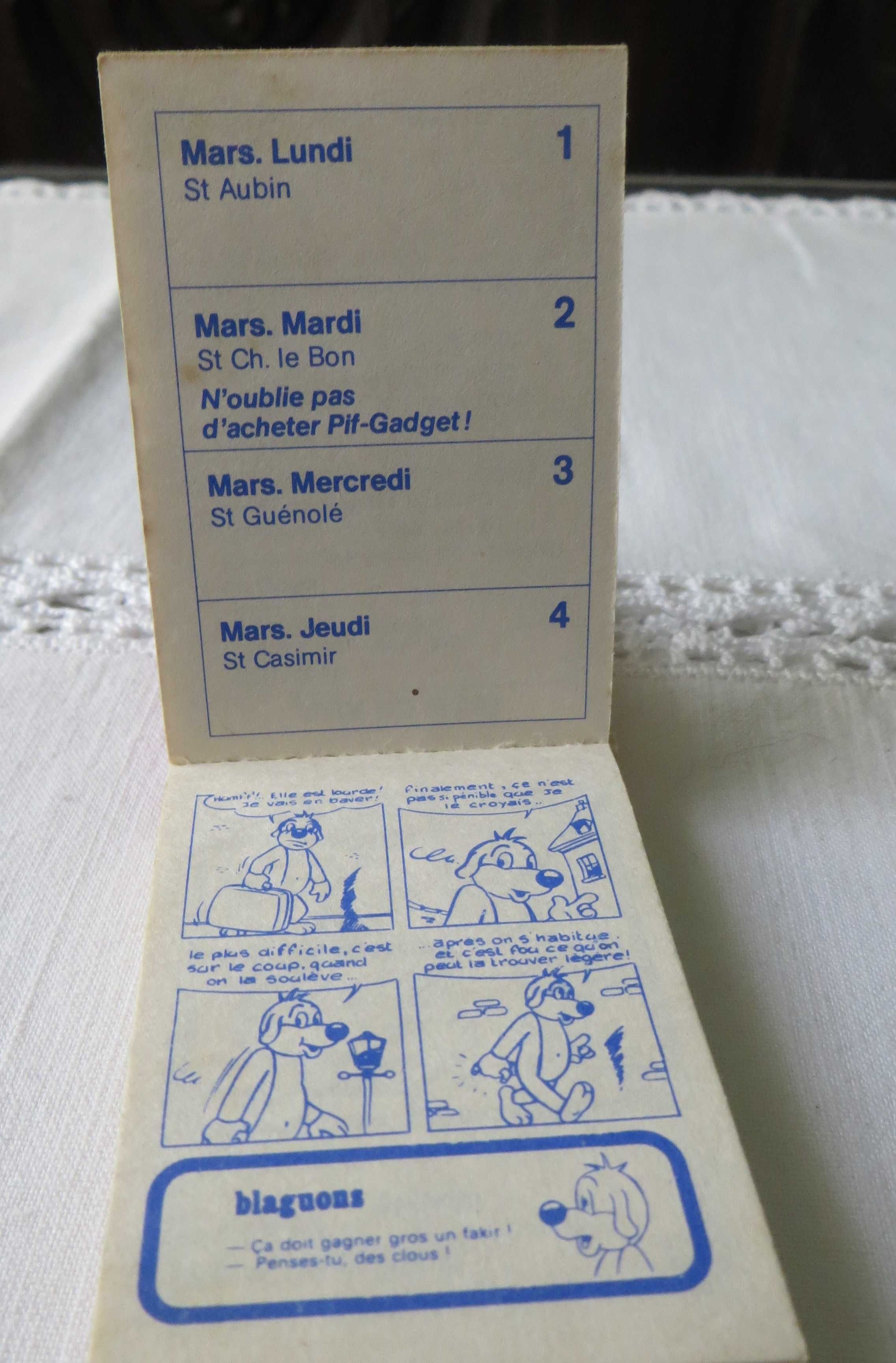 Mini Almanaque Calendário 1982 c/ Banda Desenhada 7 x 5 cm, Aba 1,5 cm