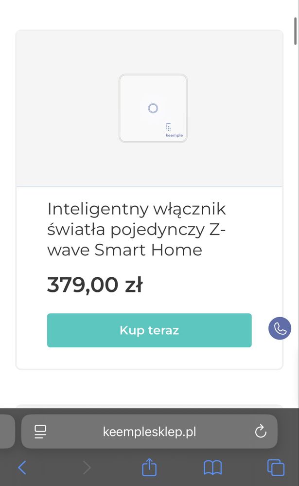 Inteligentny włącznik światła pojedynczy Smart Home Keemple