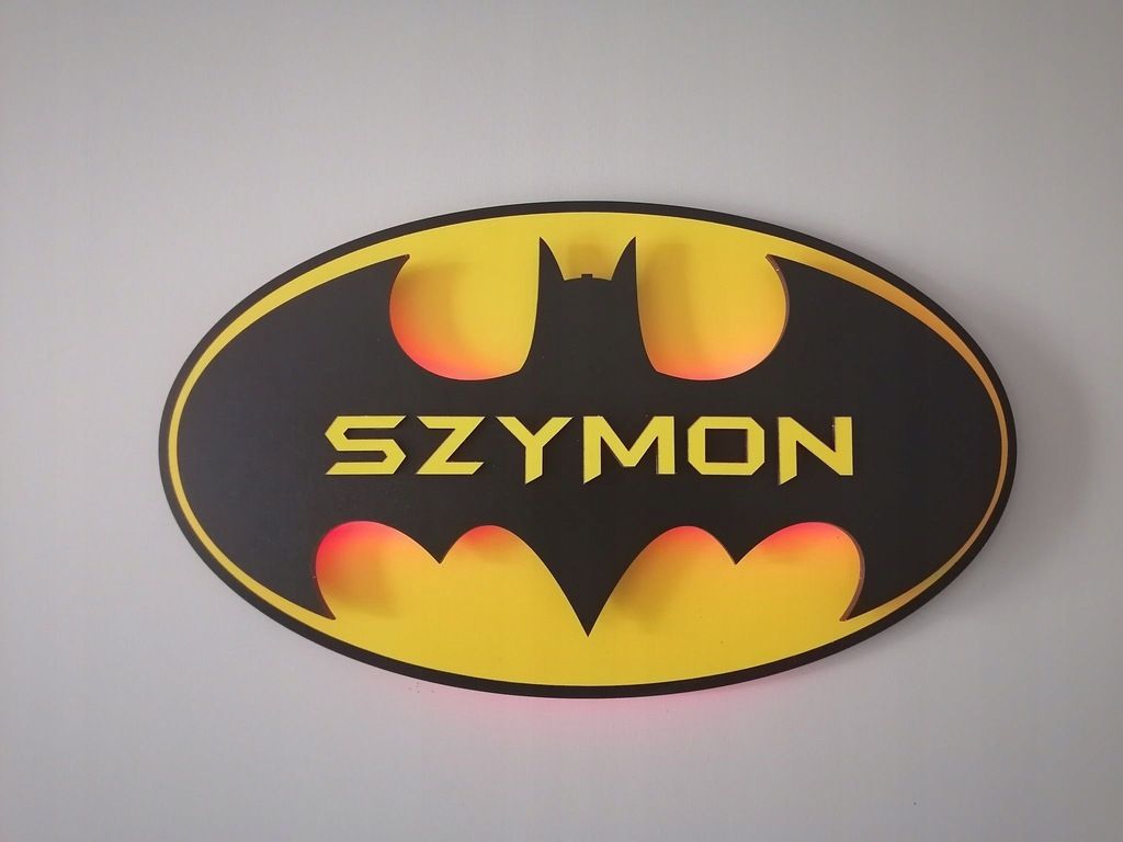 Lampka nocna BATMAN na ścianę dla dziecka LED IMIĘ