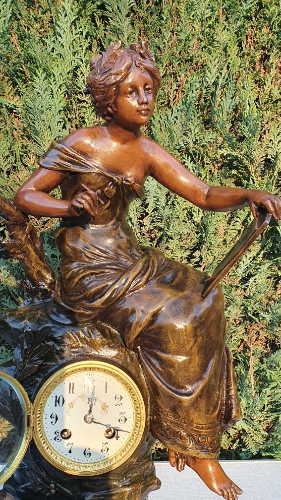 Zegar kominkowy antyk XIXwiek sygnowany August Moreau prezent