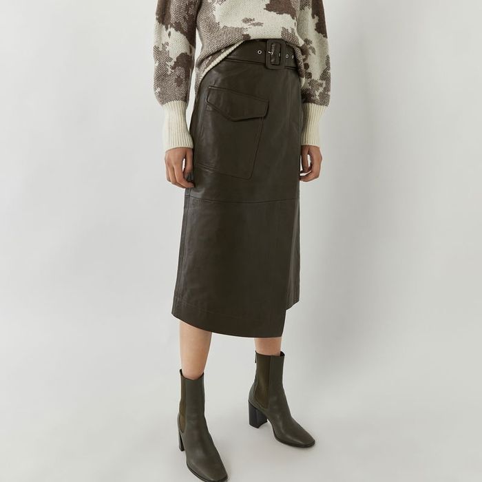 Міді-спідниця warehouse натуральна шкіра