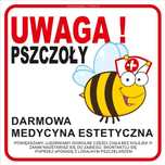Tablica ostrzegawcza uwaga pszczoły z kompozytu