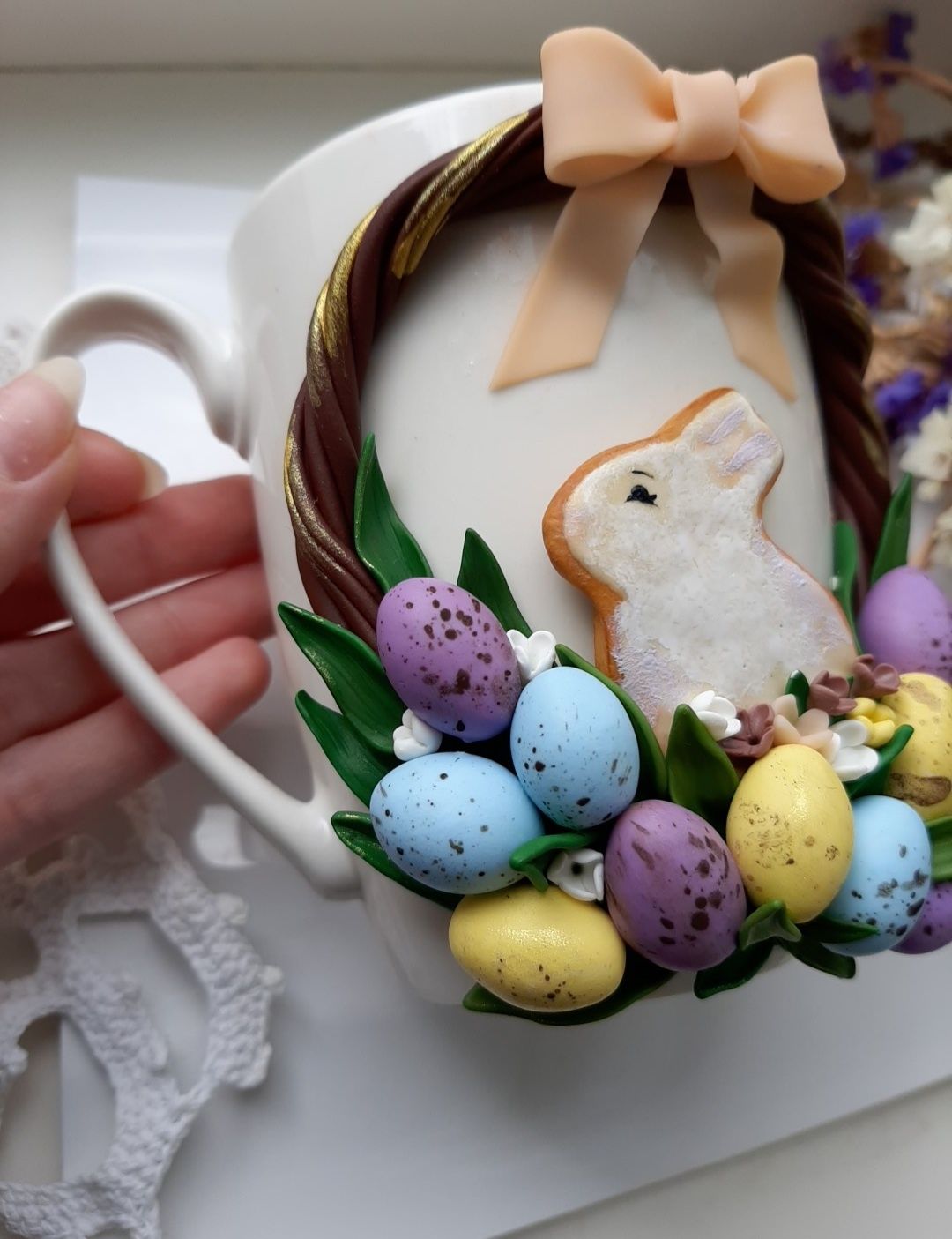 Чашка з великоднім декором ручної роботи/ подарунок на Великдень Пасху